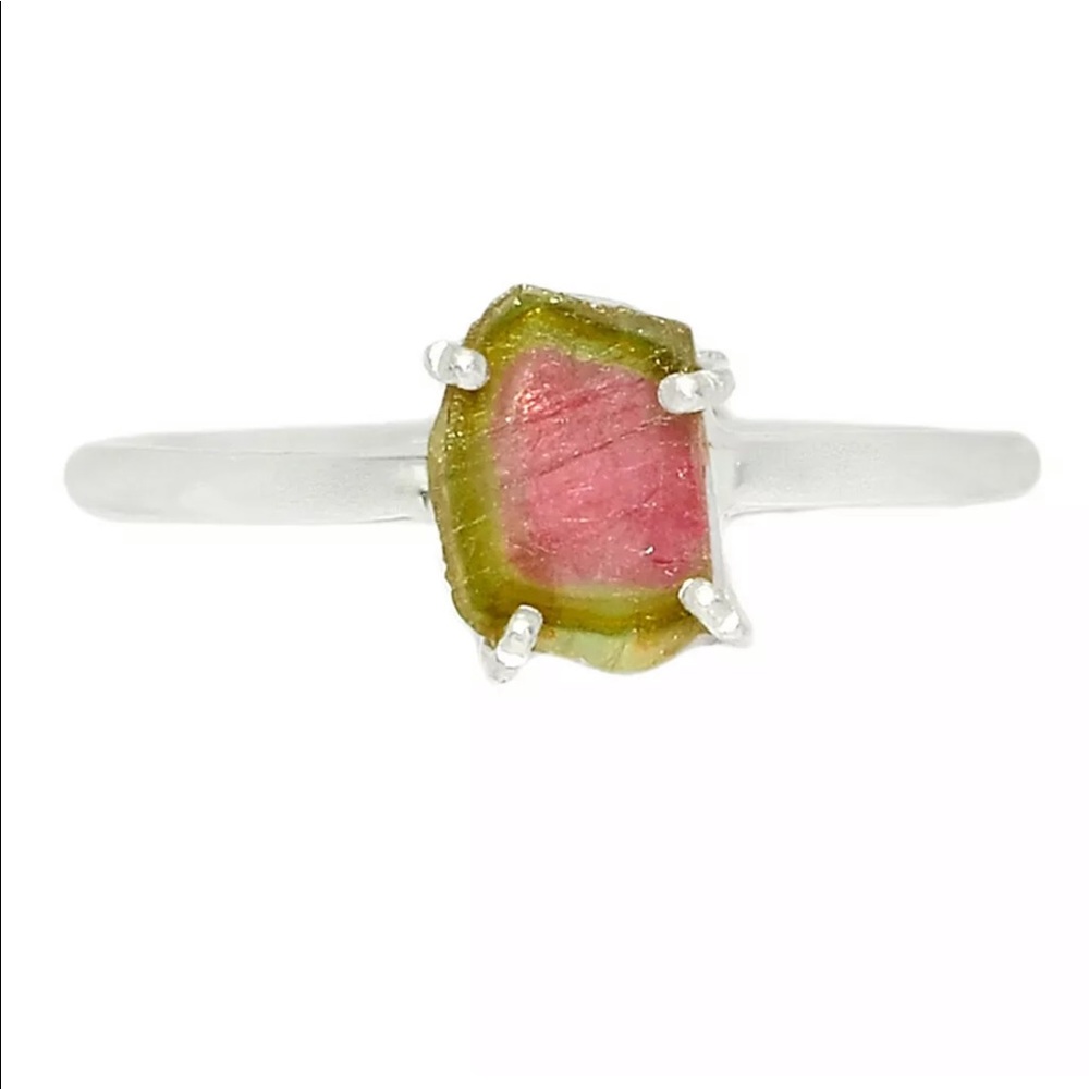 BOUTIQUE WATERMELON TOURMALINE 925 SILVER RING, 8